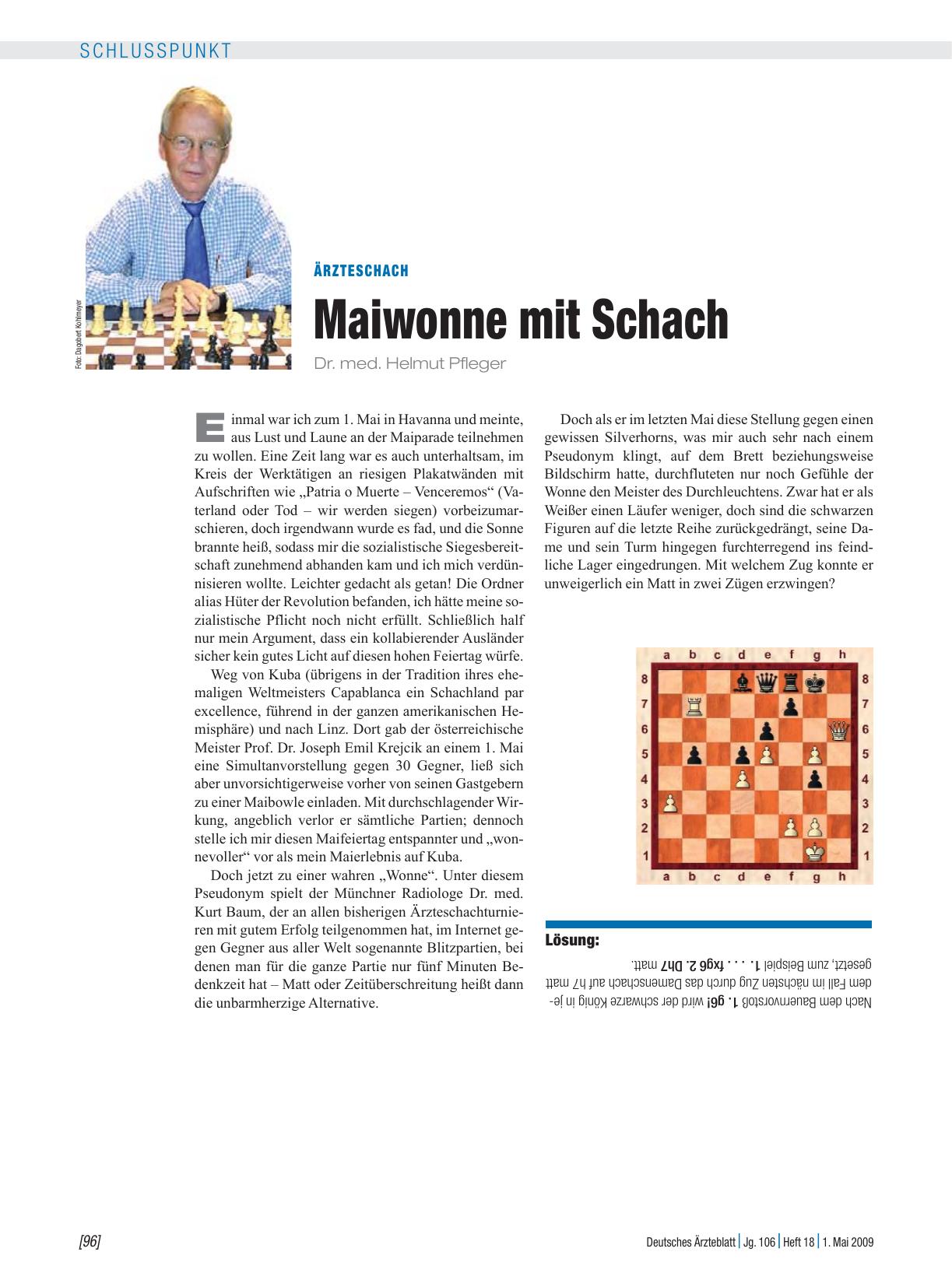 Vorschauseite 1: Ärzteschach: Maiwonne mit Schach