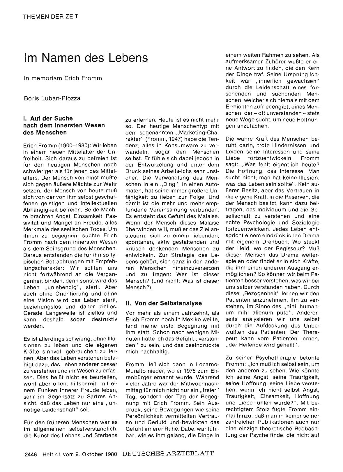 Vorschauseite 1: Im Namen des Lebens: In memoriam Erich Fromm