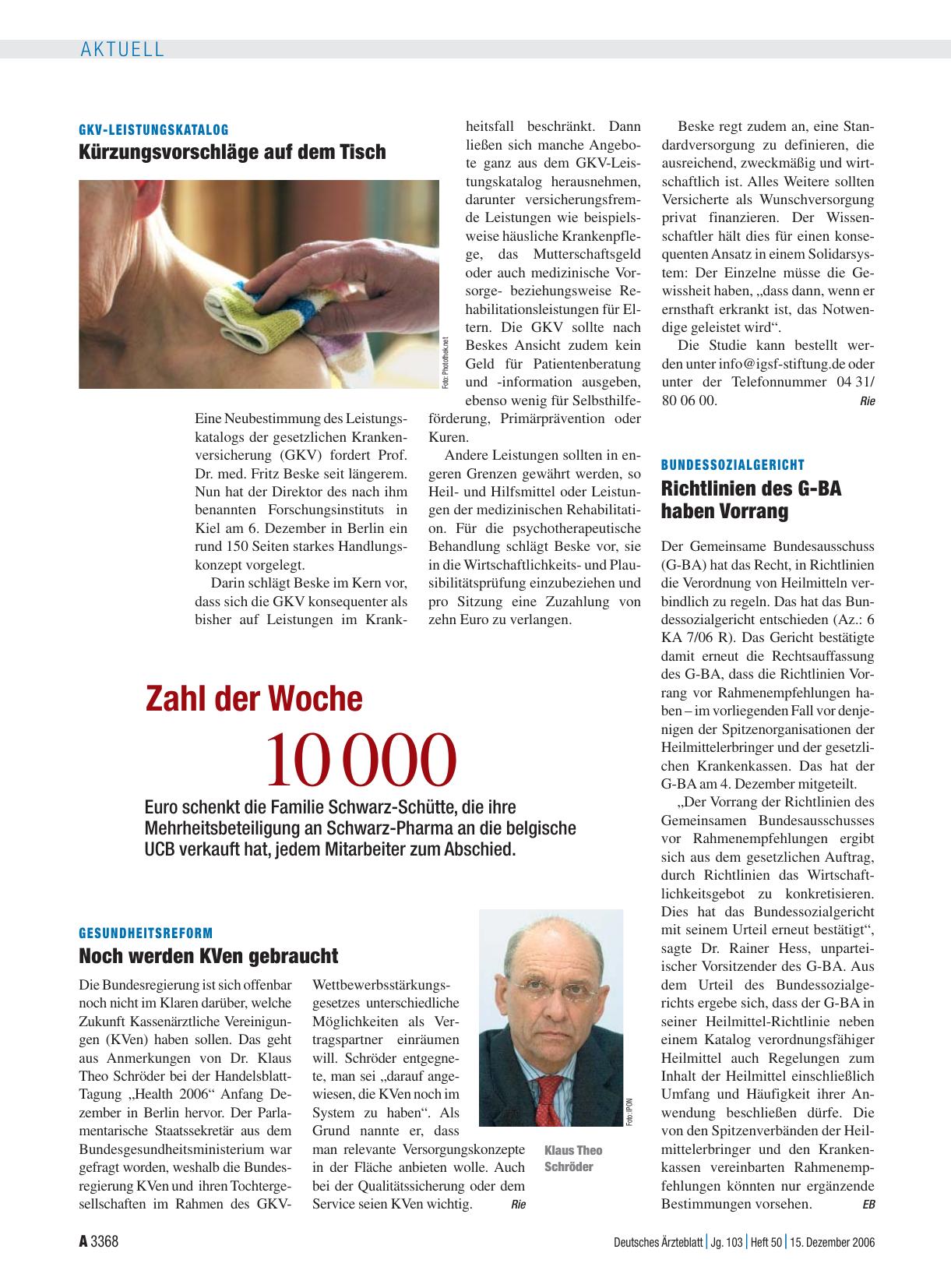 Vorschauseite 1: Bundessozialgericht: Richtlinien des G-BA haben Vorrang