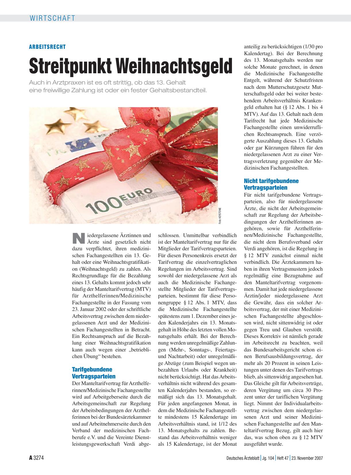 Vorschauseite 1: Arbeitsrecht: Streitpunkt Weihnachtsgeld