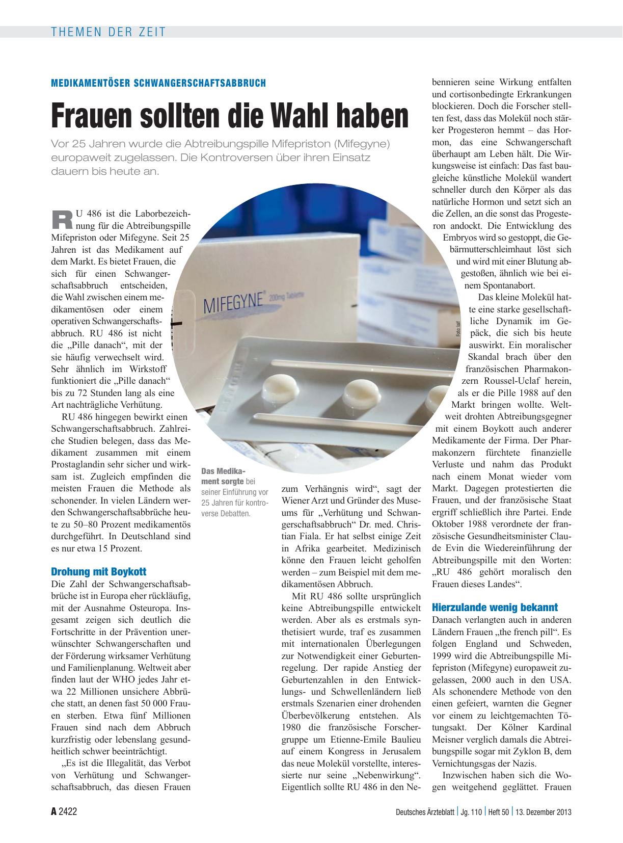 Vorschauseite 1: Medikamentöser Schwangerschaftsabbruch: Frauen sollten die Wahl haben