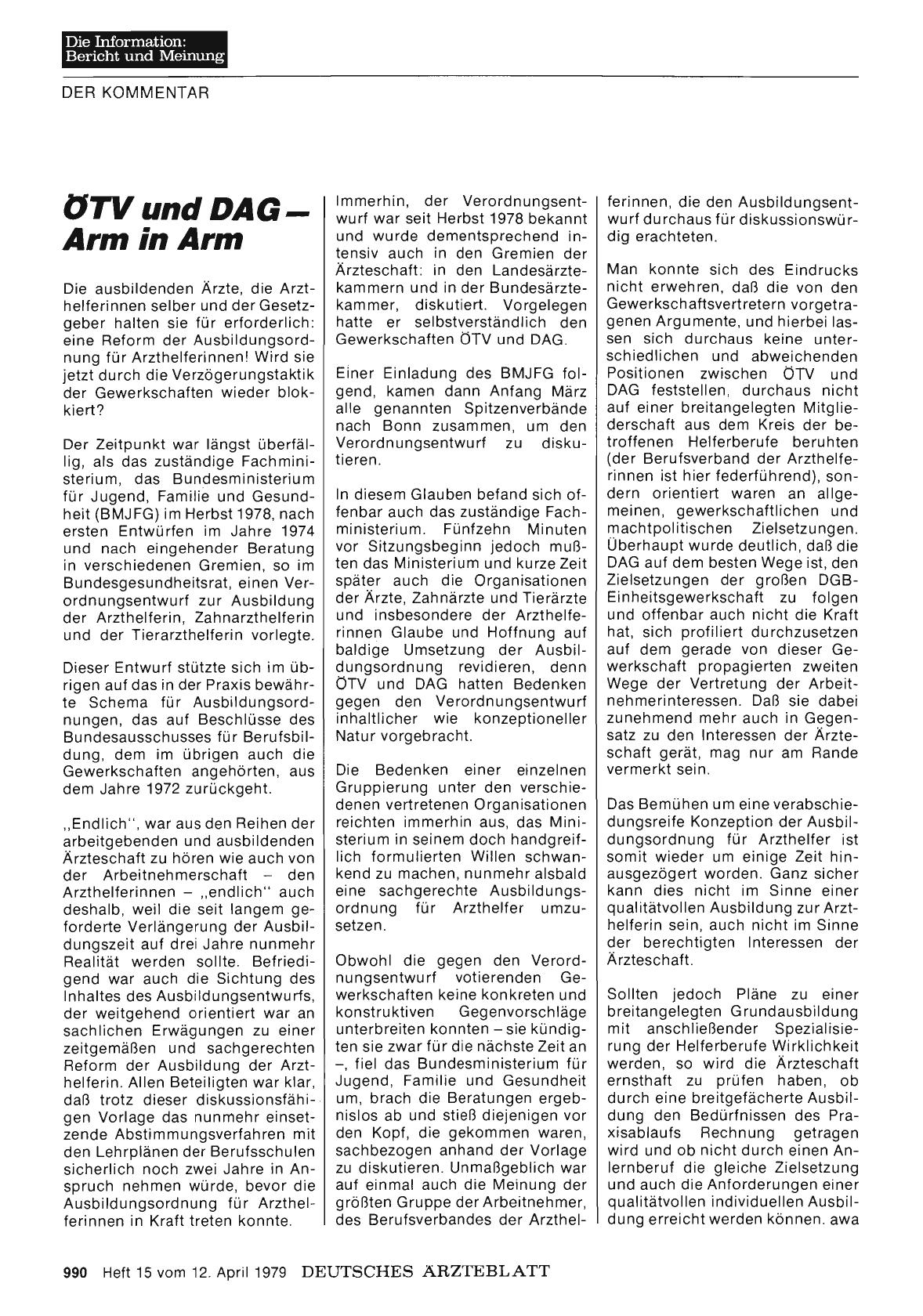 Vorschauseite 1: OTV und DAG — Arm in Arm