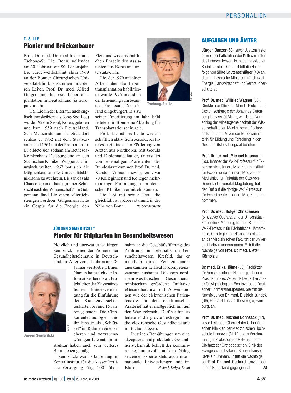 Vorschauseite 1: T. S. Lie: Pionier und Brückenbauer