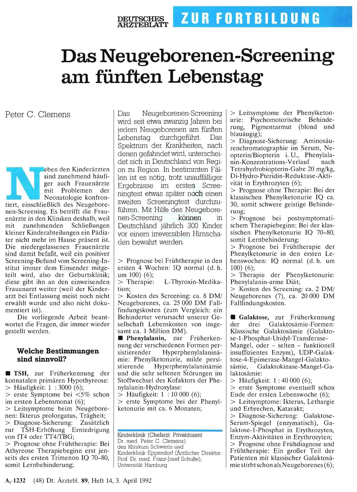Vorschauseite 1: Das Neugeborenen-Screening am fünften Lebenstag