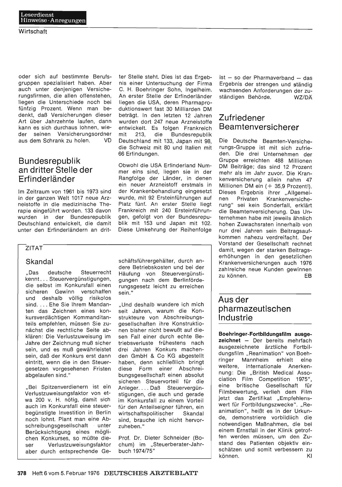 Vorschauseite 1: Bundesrepublik an dritter Stelle der Erfinderländer