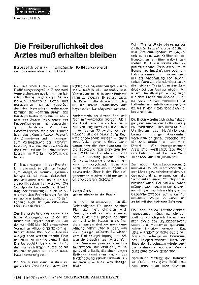 Vorschauseite 1: Die Freiberuflichkeit des Arztes muß erhalten bleiben