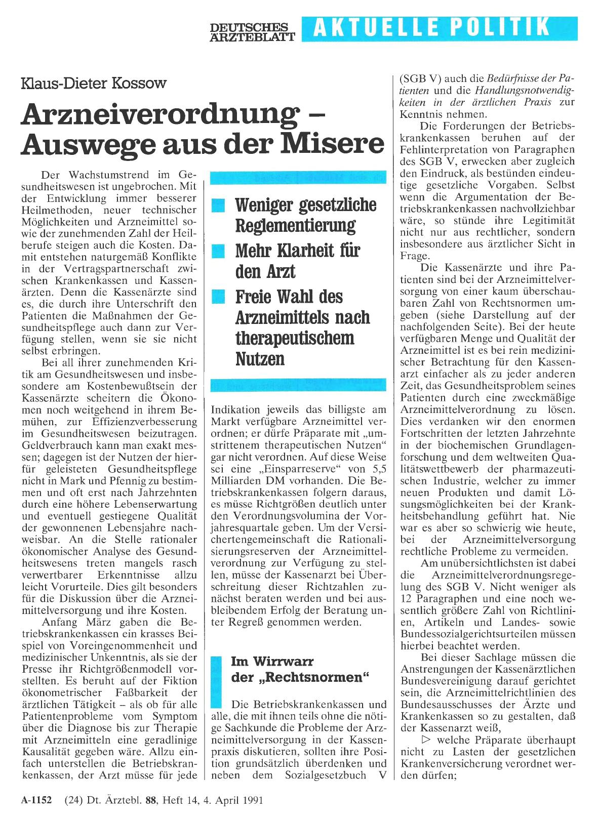 Vorschauseite 1: Arzneiverordnung - Auswege aus der Misere