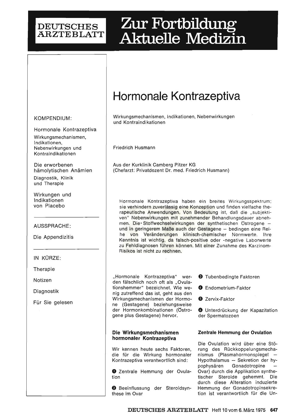 Vorschauseite 1: Hormonale Kontrazeptiva