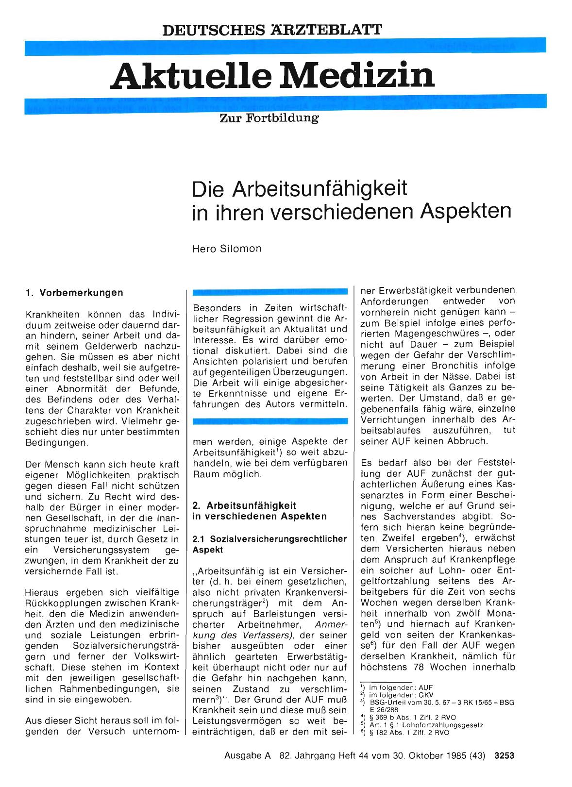 Vorschauseite 1: Die Arbeitsunfähigkeit in ihren verschiedenen Aspekten