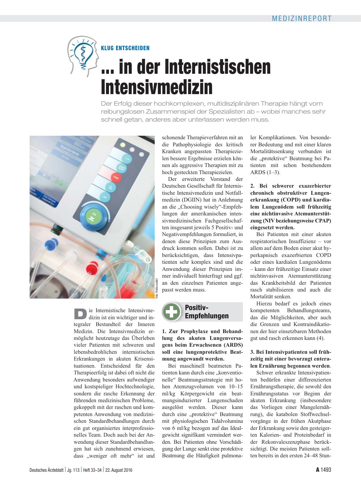 Vorschauseite 1: Klug entscheiden: . . . in der Internistischen Intensivmedizin