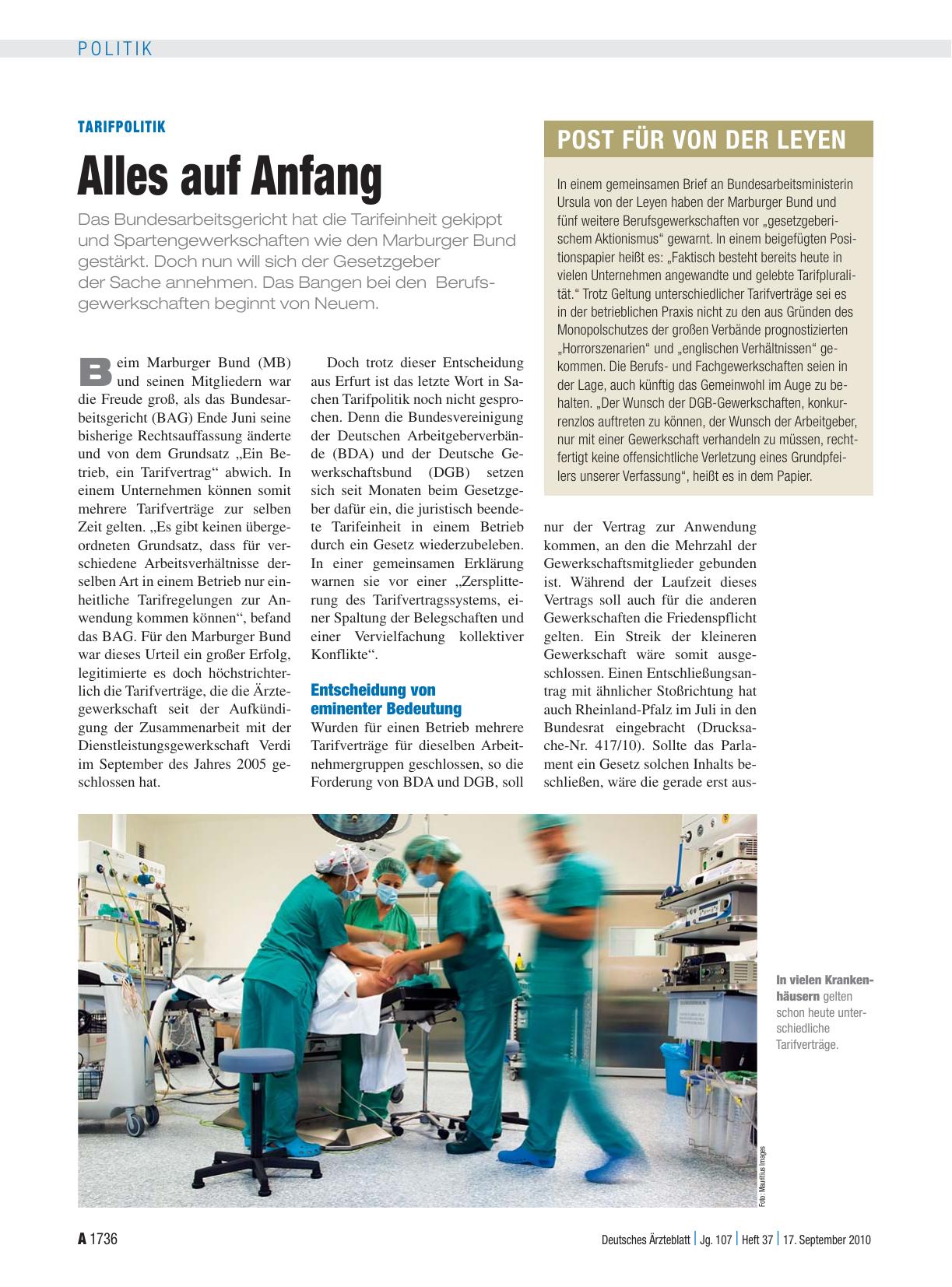 Vorschauseite 1: Tarifpolitik: Alles auf Anfang