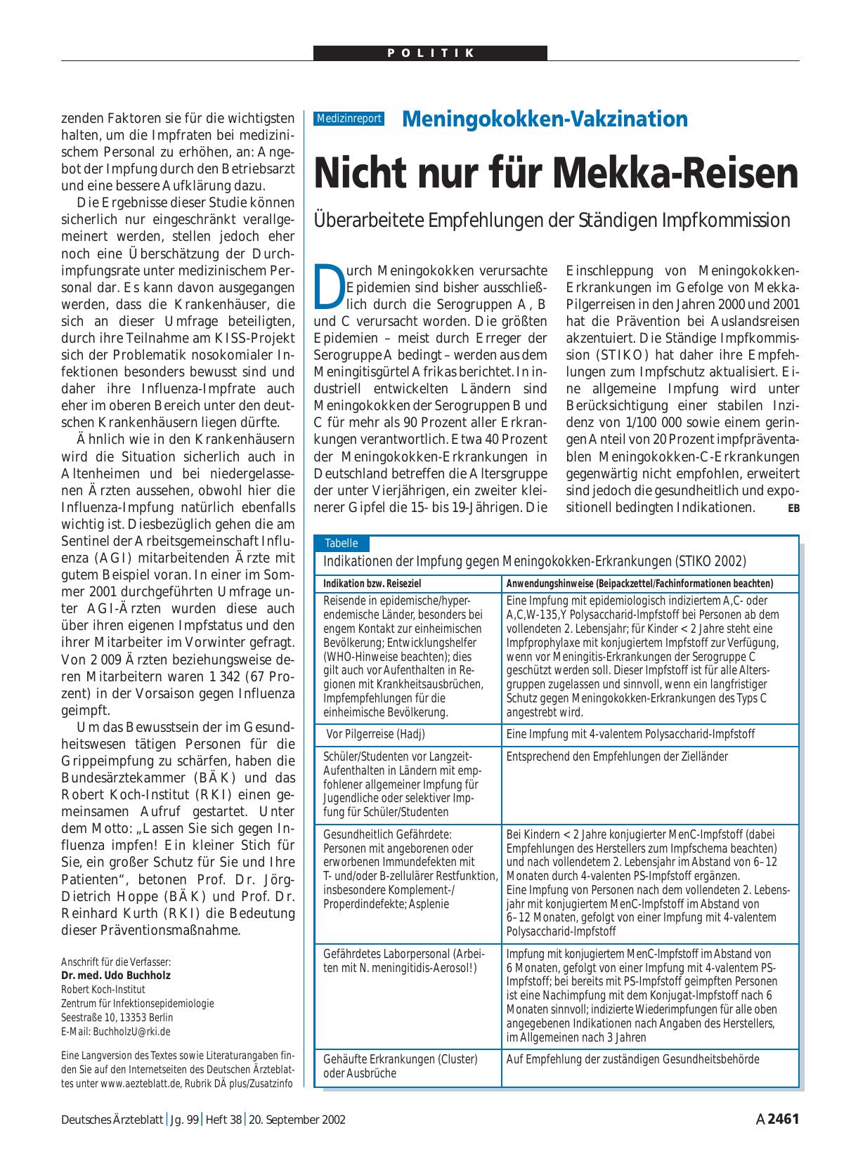 Vorschauseite 1: Meningokokken-Vakzination: Nicht nur für Mekka-Reisen