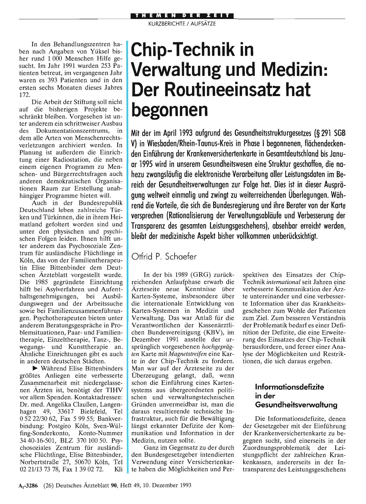 Vorschauseite 1: Chip-Technik in Verwaltung und Medizin: Der Routineeinsatz hat begonnen
