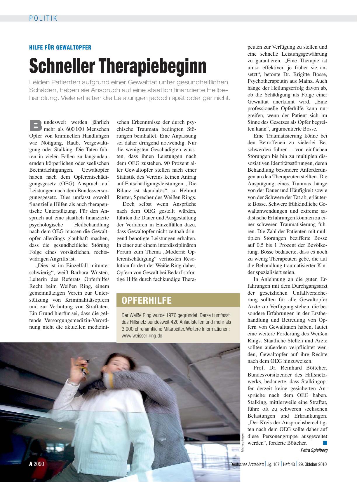 Vorschauseite 1: Hilfe für Gewaltopfer: Schneller Therapiebeginn