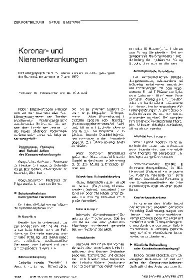 Vorschauseite 1: Koronarund Nierenerkrankungen: Podiumsgespräch beim 18. Internationalen Fortbildungskongreß der Bundesärztekammer in Grado 1970