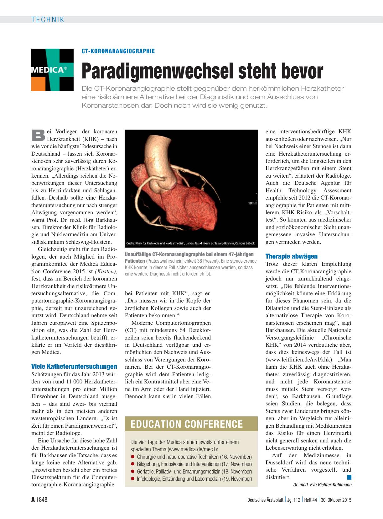 Vorschauseite 1: CT-Koronarangiographie: Paradigmenwechsel steht bevor