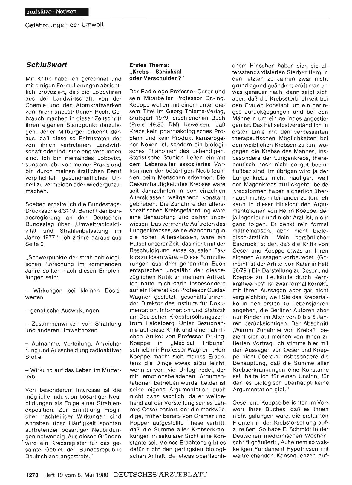 Vorschauseite 1: Tödliche Risiken in unserer Umwelt: Schlußwort