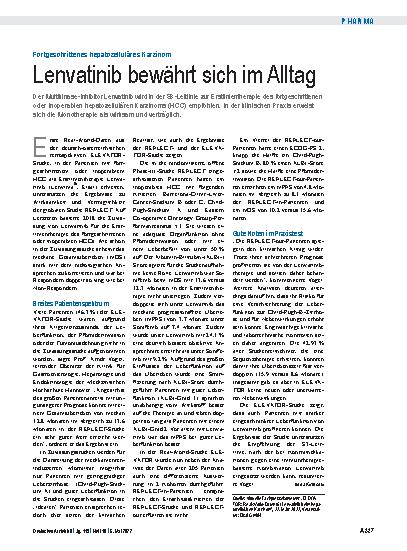 Vorschauseite 1: Fortgeschrittenes hepatozelluläres Karzinom: Lenvatinib bewährt sich im Alltag