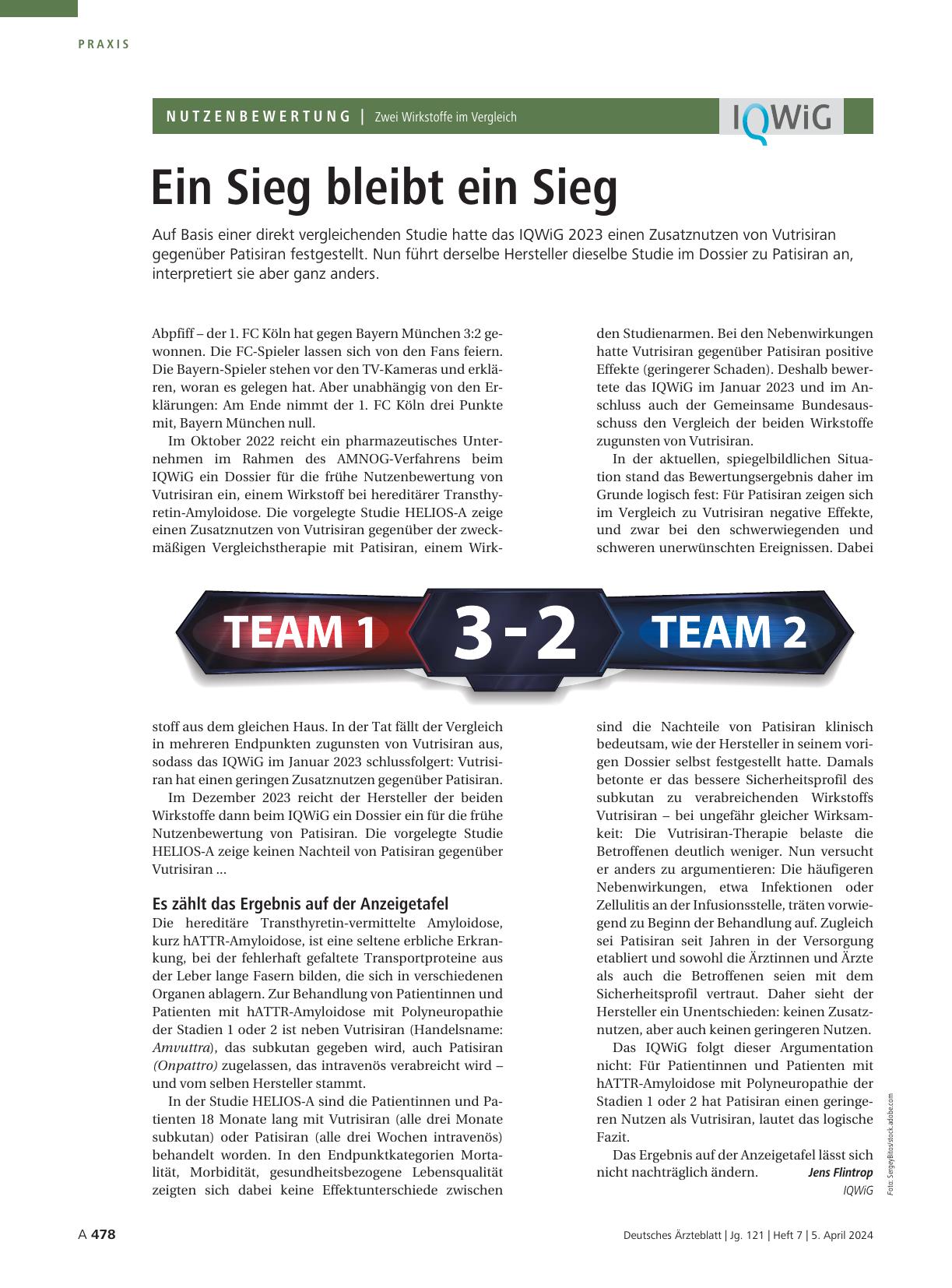 Vorschauseite 1: Zwei Wirkstoffe im Vergleich: Ein Sieg bleibt ein Sieg
