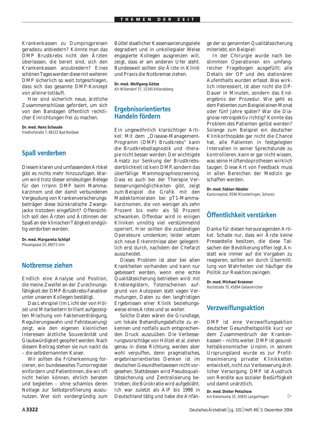 Vorschauseite 1: Disease-Management-Programm Brustkrebs: Öffentlichkeit verstärken