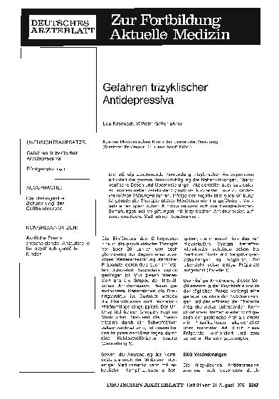 Vorschauseite 1: Gefahren trizyklischer Antidepressiva