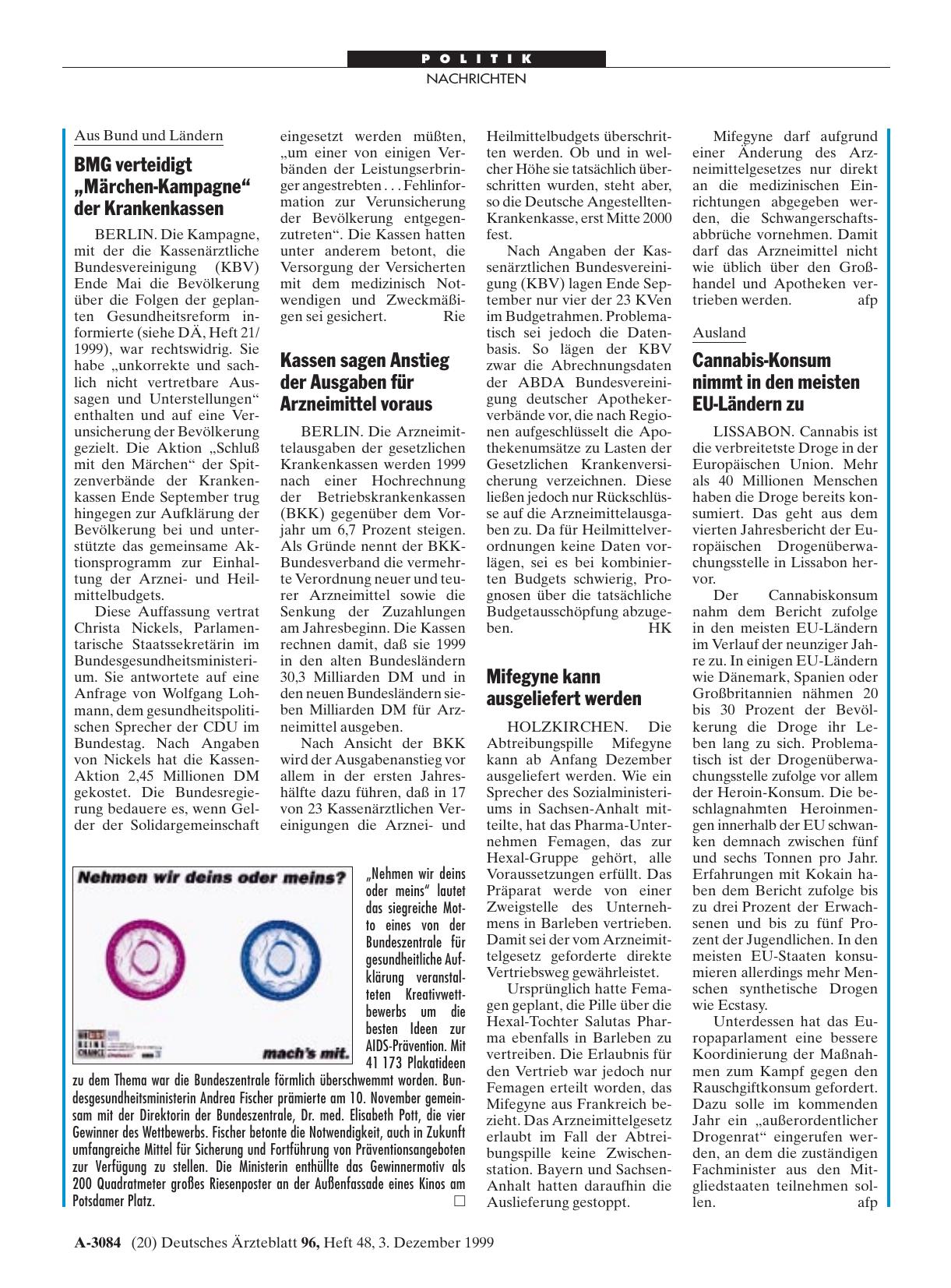 Vorschauseite 1: Mifegyne kann ausgeliefert werden