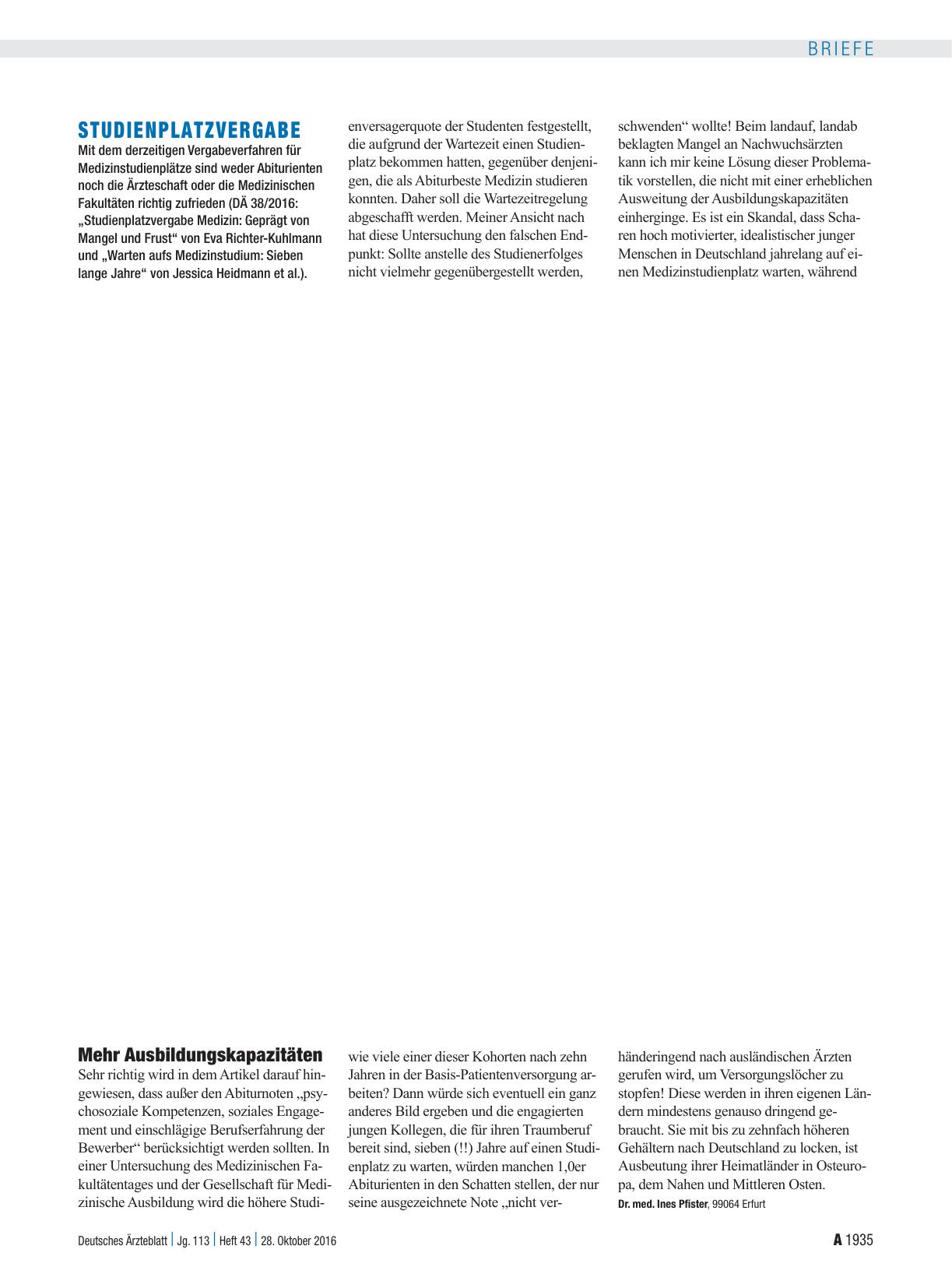 Vorschauseite 1: Studienplatzvergabe: Mehr Ausbildungskapazitäten