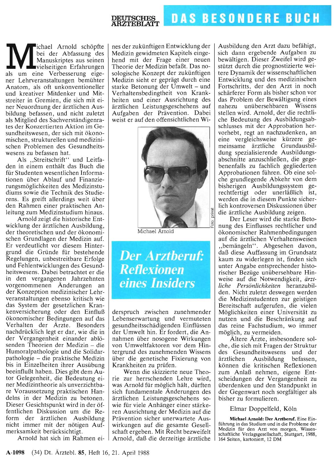 Vorschauseite 1: Der Arztberuf: Reflexionen eines Insiders