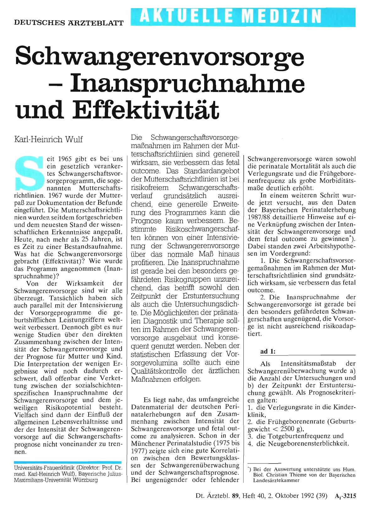 Vorschauseite 1: Schwangerenvorsorge - Inanspruchnahme und Effektivität