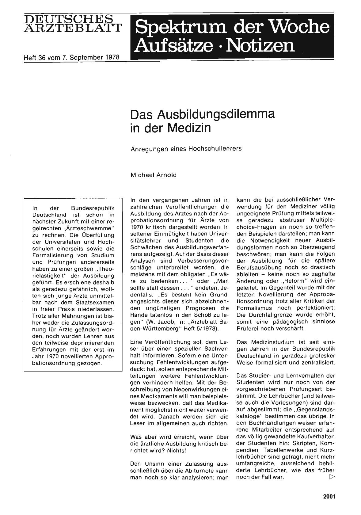 Vorschauseite 1: Das Ausbildungsdilemma in der Medizin