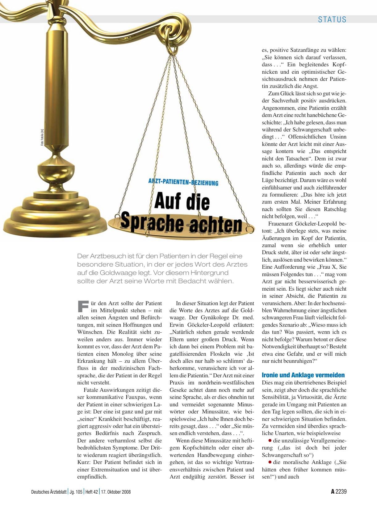 Vorschauseite 1: Arzt-Patienten-Beziehung: Auf die Sprache achten