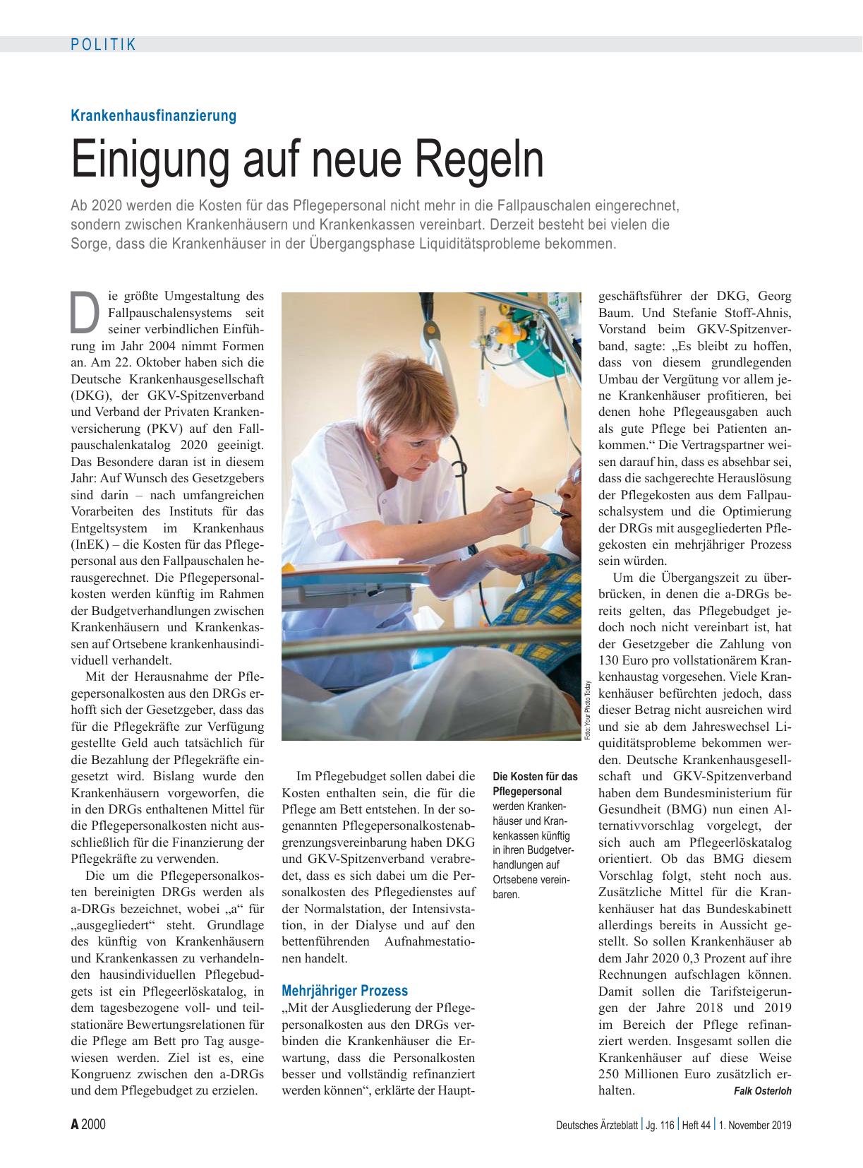 Vorschauseite 1: Krankenhausfinanzierung: Einigung auf neue Regeln