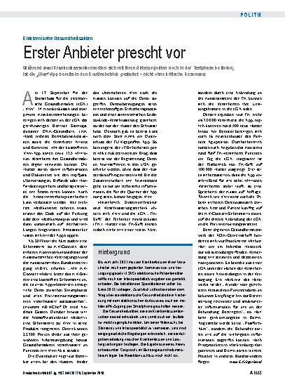 Vorschauseite 1: Elektronische Gesundheitsakten: Erster Anbieter prescht vor
