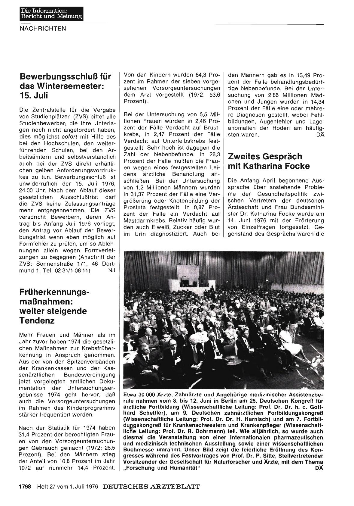 Vorschauseite 1: Früherkennungsmaßnahmen: weiter steigende Tendenz