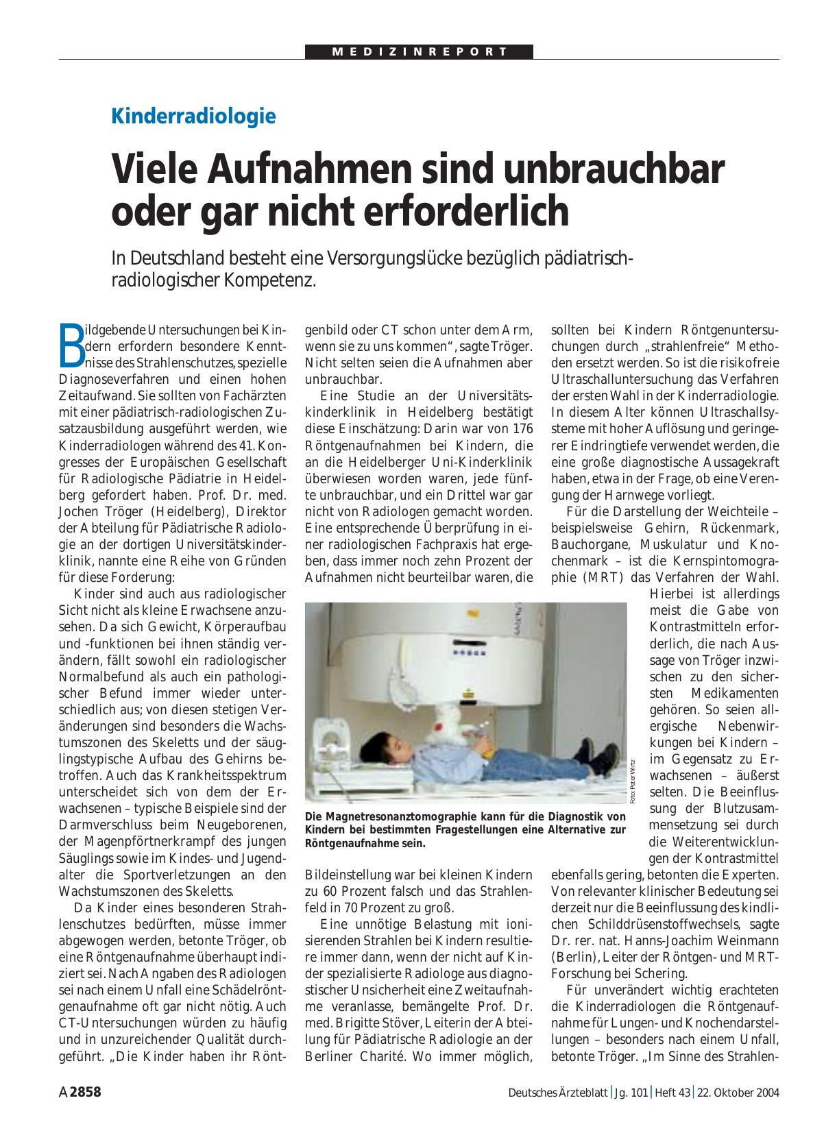 Vorschauseite 1: Kinderradiologie: Viele Aufnahmen sind unbrauchbar oder gar nicht erforderlich