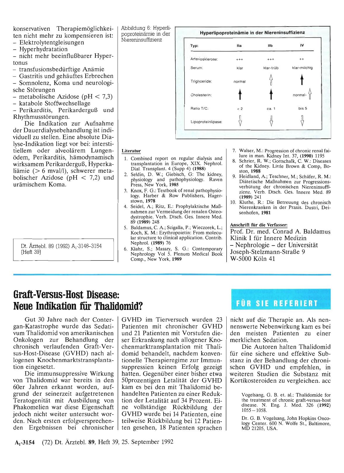 Vorschauseite 1: Graft-Versus-Host Disease: Neue Indikation für Thalidomid?