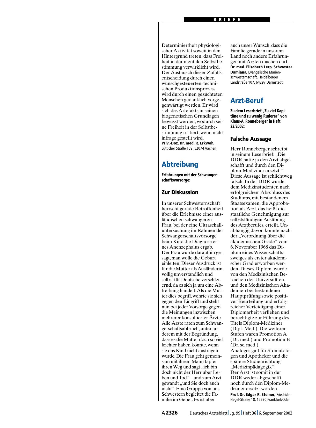 Vorschauseite 1: Abtreibung: Zur Diskussion