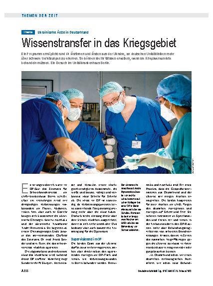 Vorschauseite 1: Ukrainische Ärzte in Deutschland: Wissenstransfer in das Kriegsgebiet