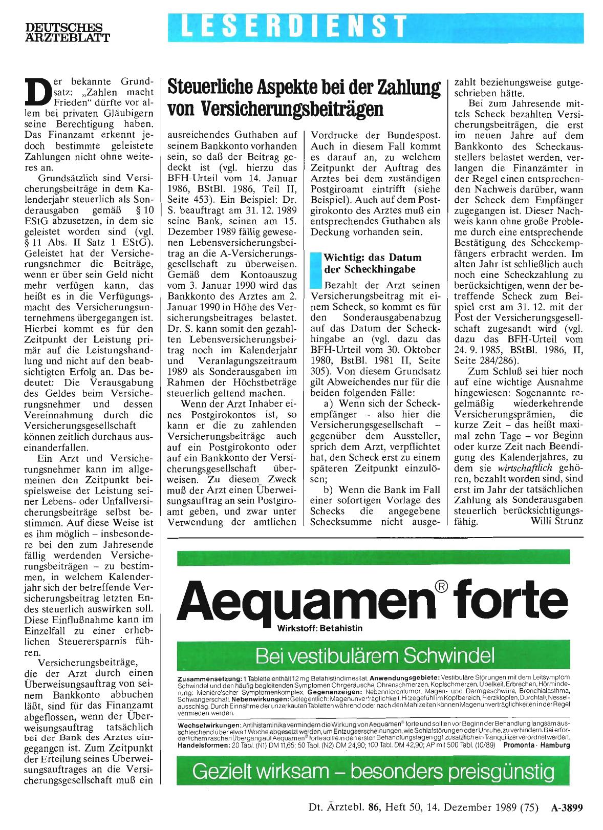 Vorschauseite 1: Steuerliche Aspekte bei der Zahlung von Versicherungsbeiträgen
