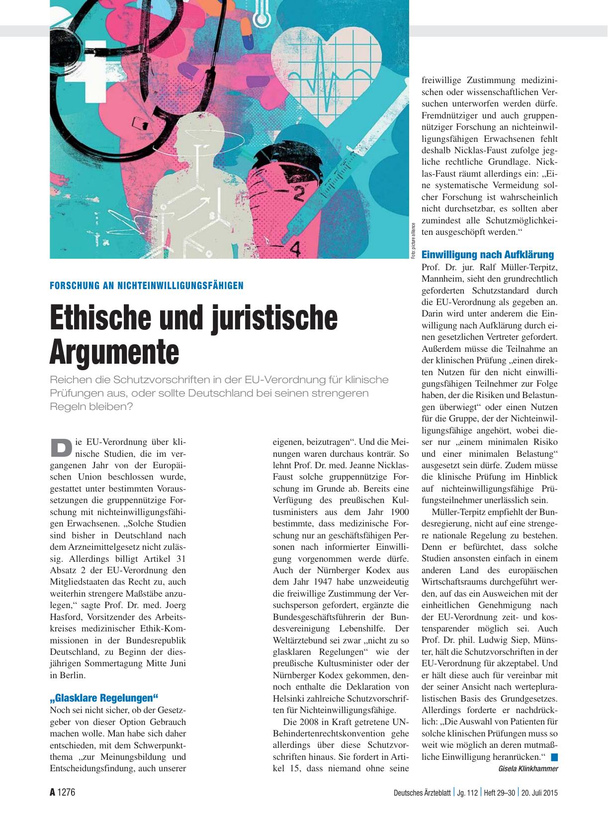 Vorschauseite 1: Forschung an Nichteinwilligungsfähigen: Ethische und juristische Argumente