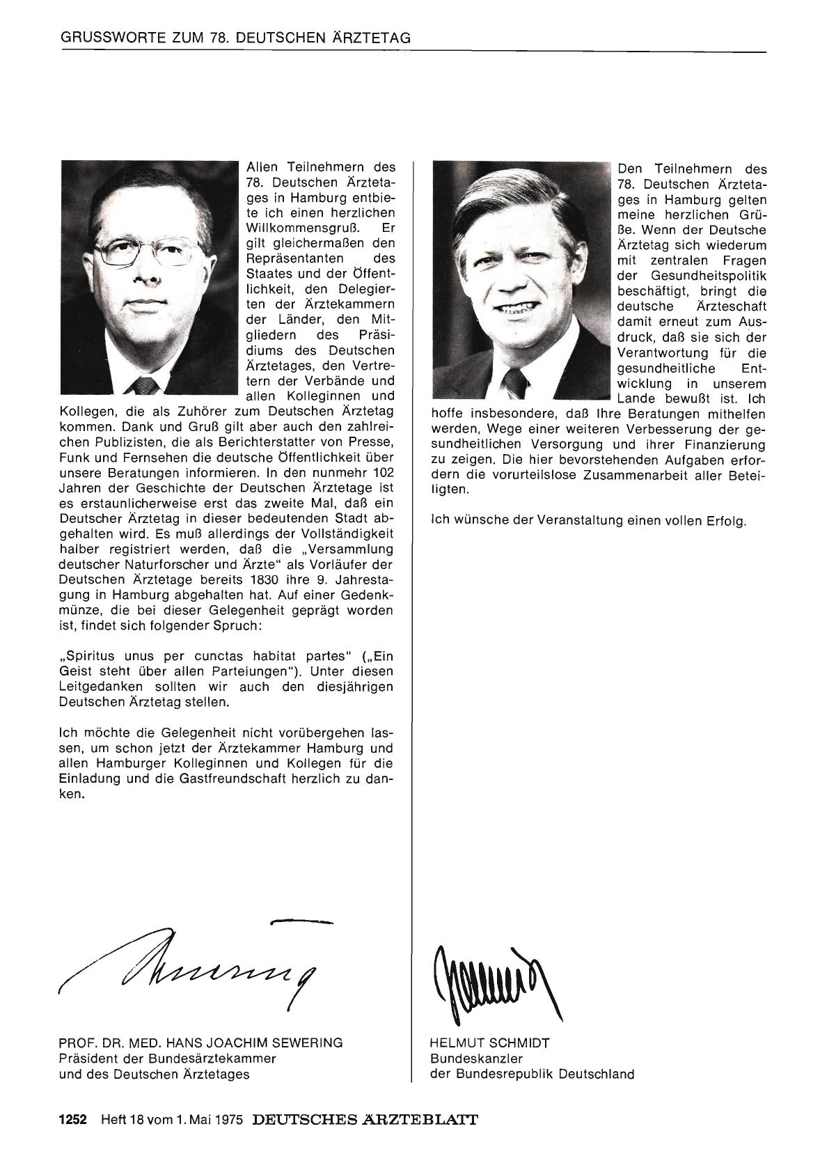 Vorschauseite 1: Grussworte zum 78. Deutschen Ärztetag