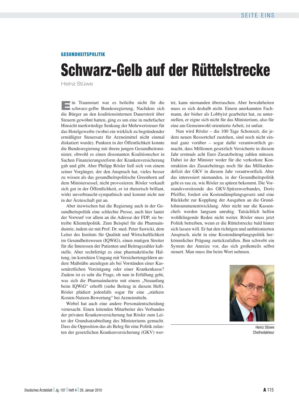 Vorschauseite 1: Gesundheitspolitik: Schwarz-Gelb auf der Rüttelstrecke