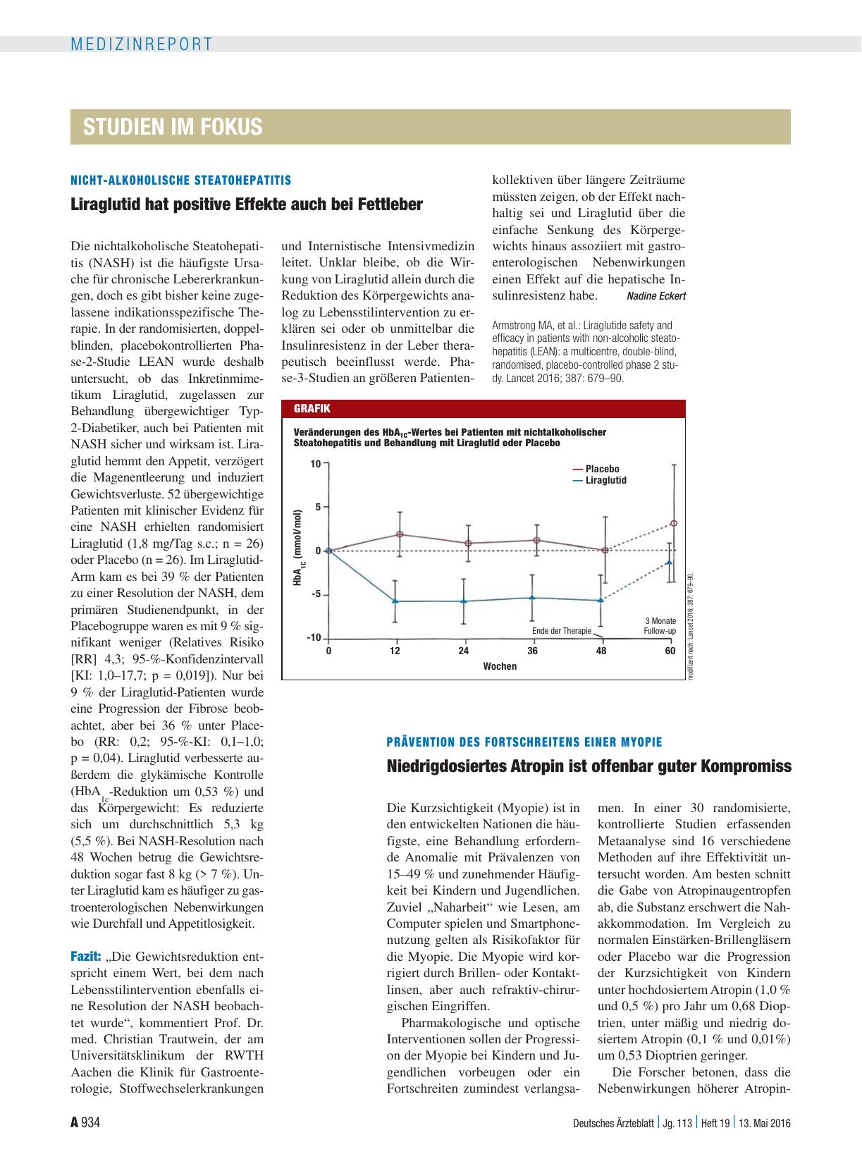 Vorschauseite 1: Nicht-alkoholische Steatohepatitis: Liraglutid hat positive Effekte auch bei Fettleber