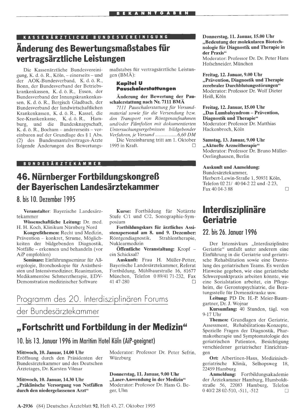 Vorschauseite 1: Änderung des Bewertungsmaßstabes für vertragsärztliche Leistungen