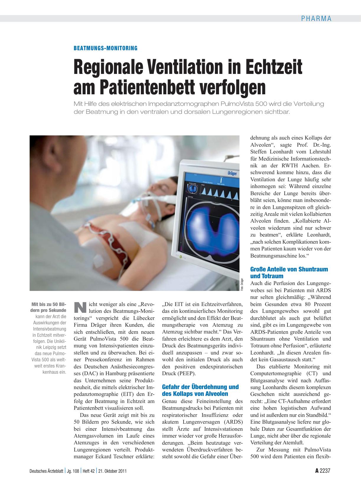 Vorschauseite 1: Beatmungs-Monitoring: Regionale Ventilation in Echtzeit am Patientenbett verfolgen