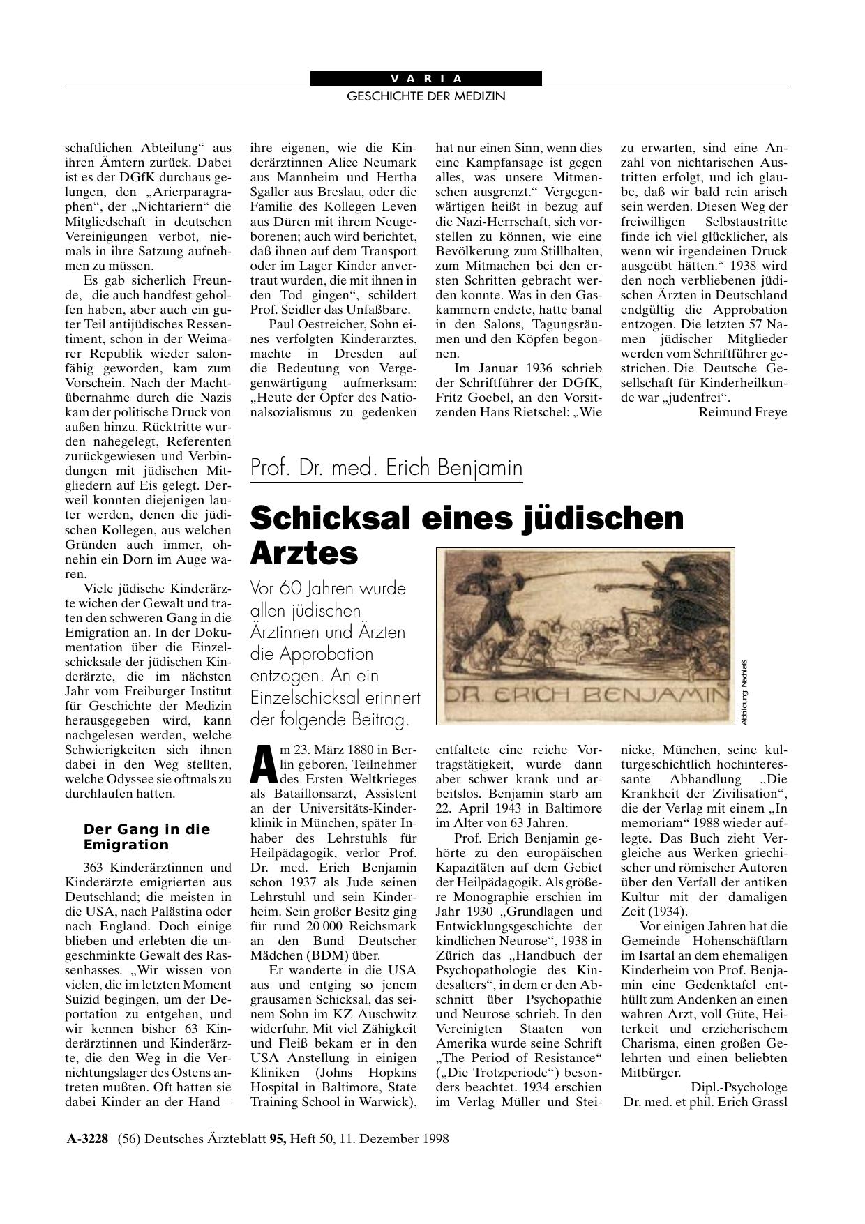 Vorschauseite 1: Prof. Dr. med. Erich Benjamin: Schicksal eines jüdischen Arztes