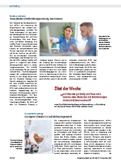Vorschauseite 1: Bundesärztekammer: Neue (Muster-)Weiterbildungsordnung beschlossen