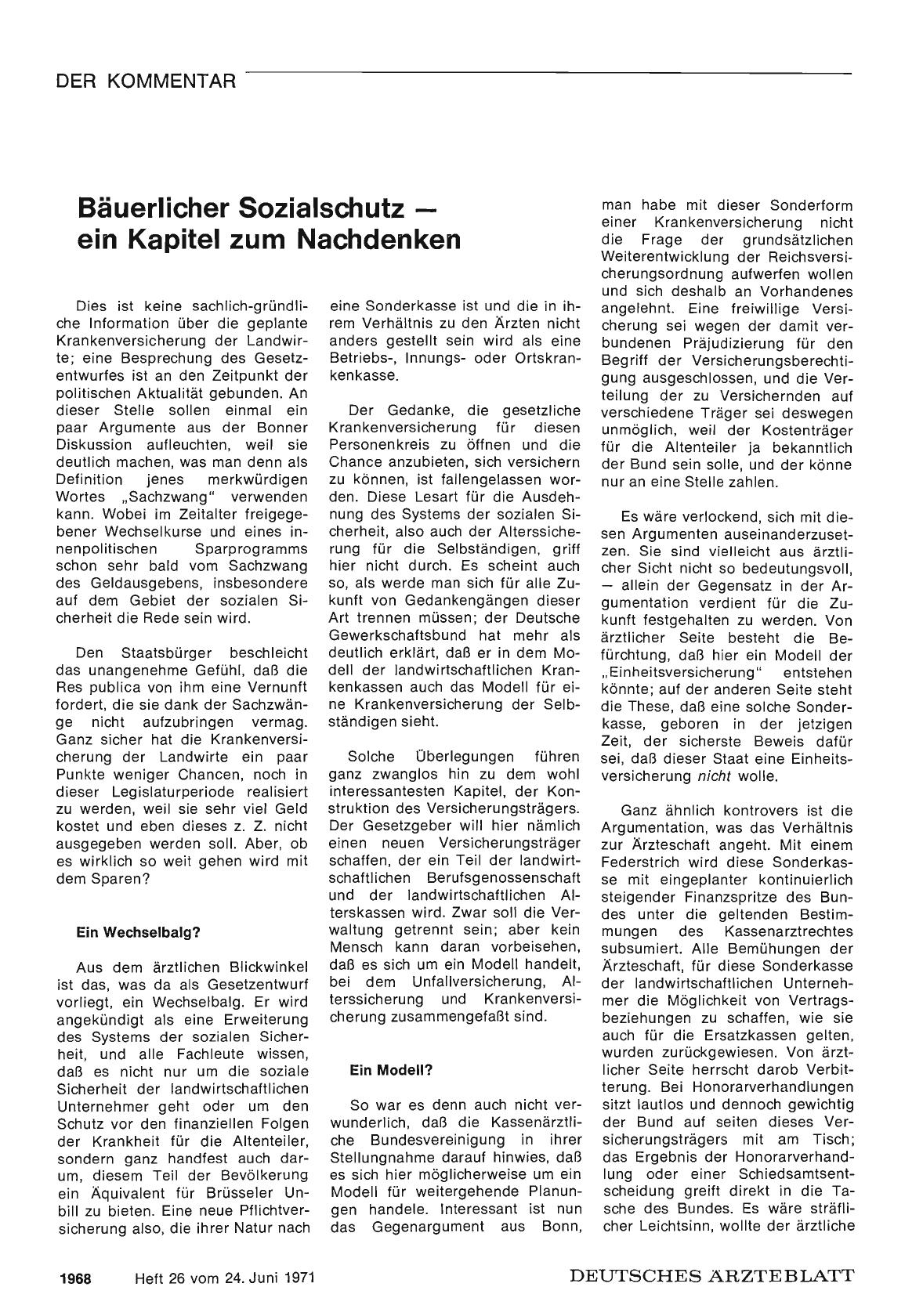 Vorschauseite 1: Bäuerlicher Sozialschutz — ein Kapitel zum Nachdenken