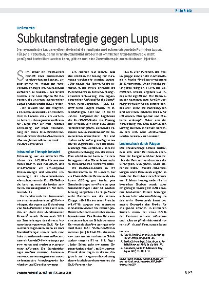 Vorschauseite 1: Belimumab: Subkutanstrategie gegen Lupus
