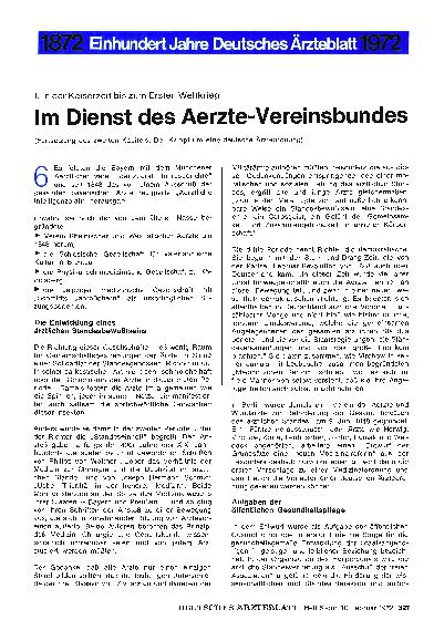 Vorschauseite 1: I. In der Kaiserzeit bis zum Ersten Weltkrieg: Im Dienst des Aerzte-Vereinsbundes